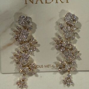 NADRI GOLD STELLAR CASCADE CZ LINEAR EARRINGS